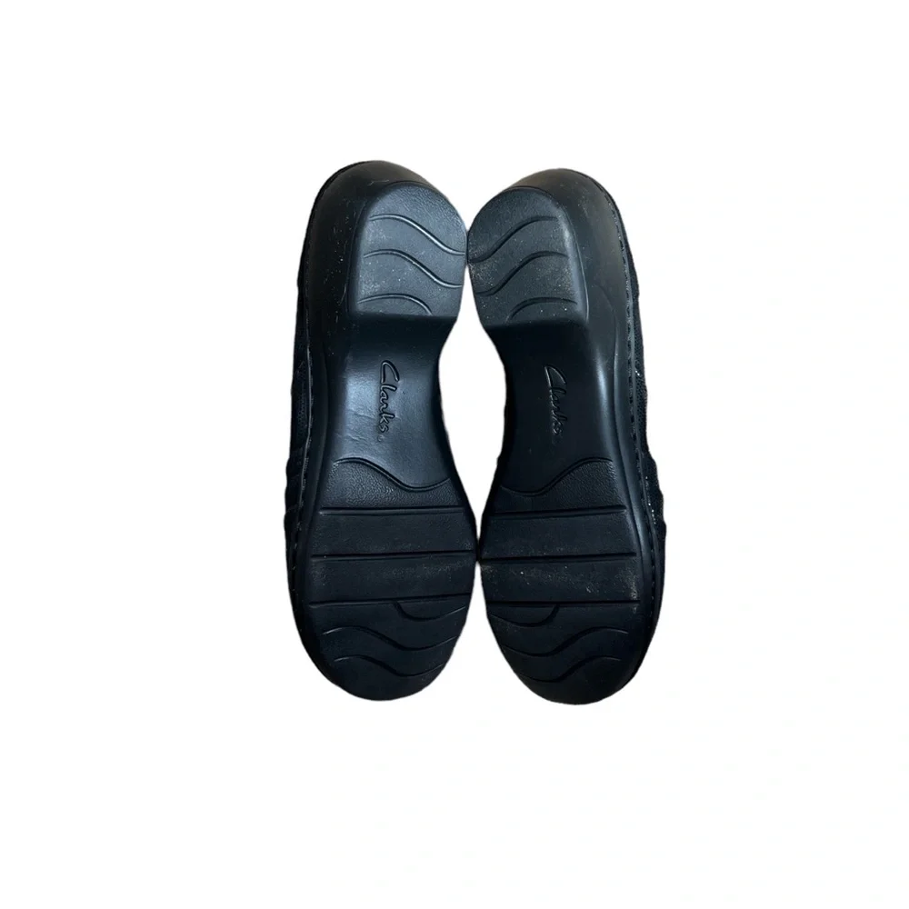 Clarks Women's Channing Kim‎ Slip-On Loafer Black Lizard Size 8M